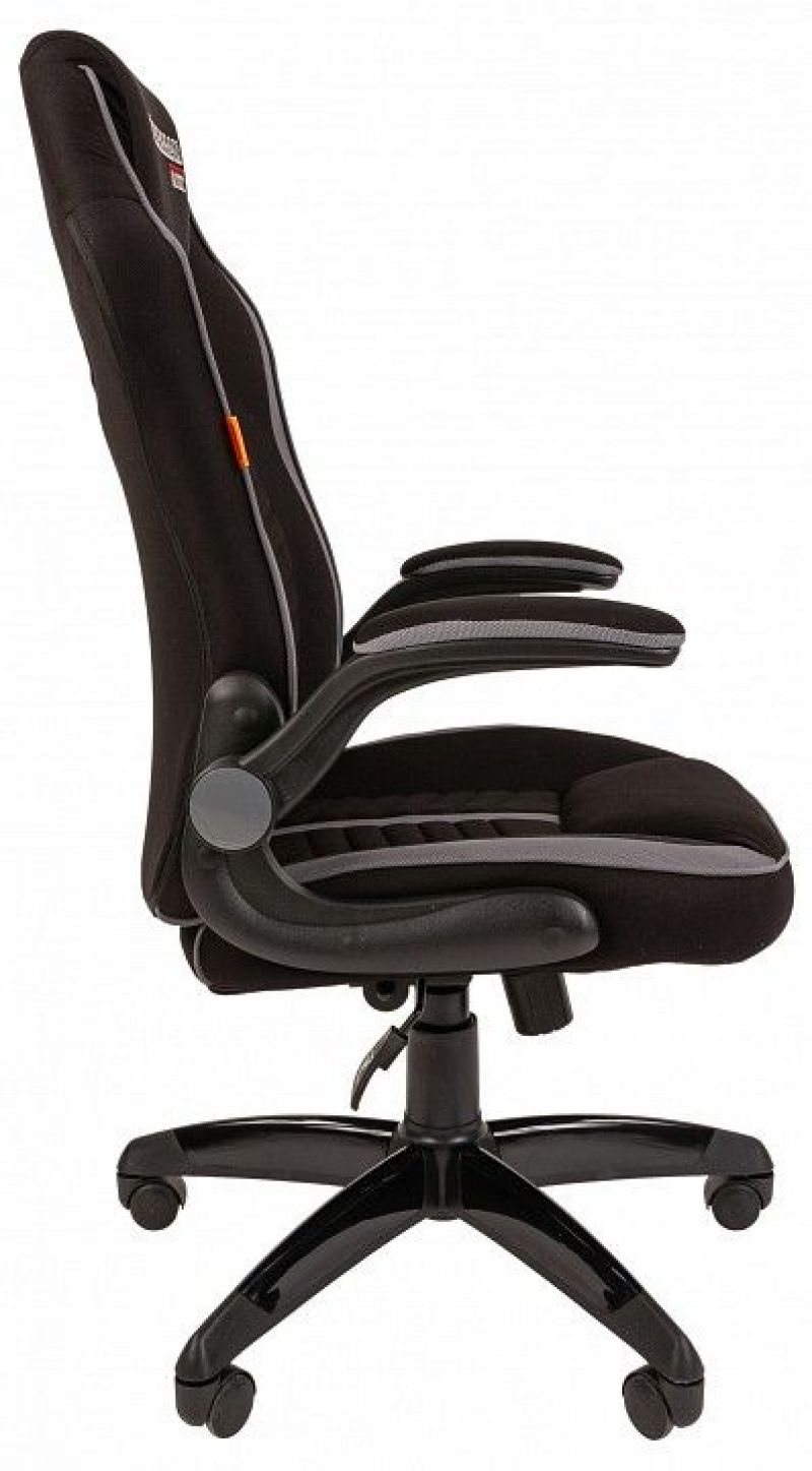 Компьютерное кресло chairman game 15 игровое обивка искусственная кожа цвет черный серый